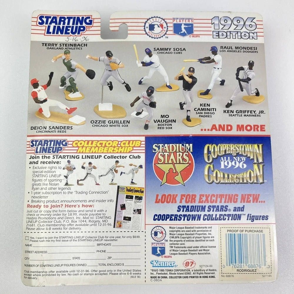 Starting Lineup 1996 Ivan Rodriguez Texas Rangers Action Figure Card